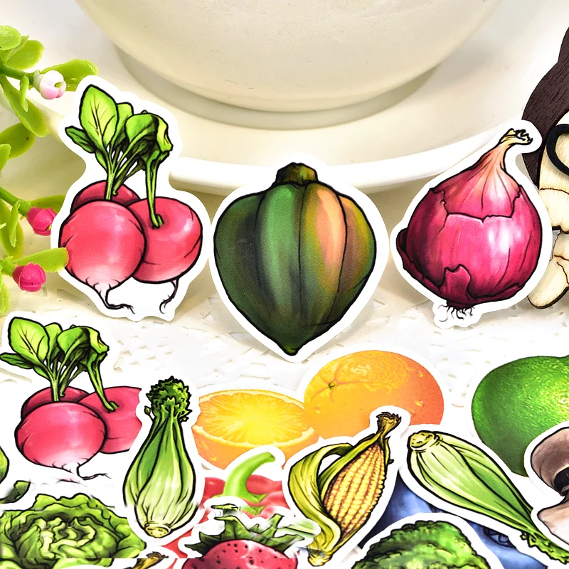 48pcs Creative kawaii Cute drawn vegetables  fruits scrapbooking stickers /decorative sticker /DIY craft photo albums/Children 40pcs creative kawaii cute self made rabbit baby scrapbooking stickers decorative sticker diy craft photo albums