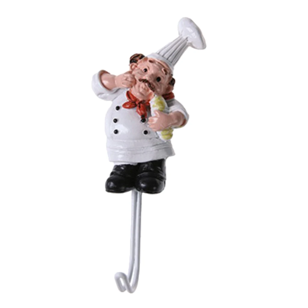 Cartoon Chef Style Resin Self-adhesive Wall Hooks For Kitchen Tools Hanging Clothes Coat Hat Towel Accessories