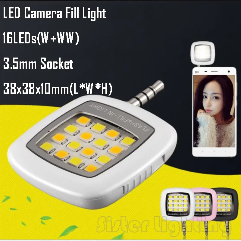 1PCS Mini Portable 16 LEDs 3.5mm Camera led flash fill light for iPhone and Android Devices for