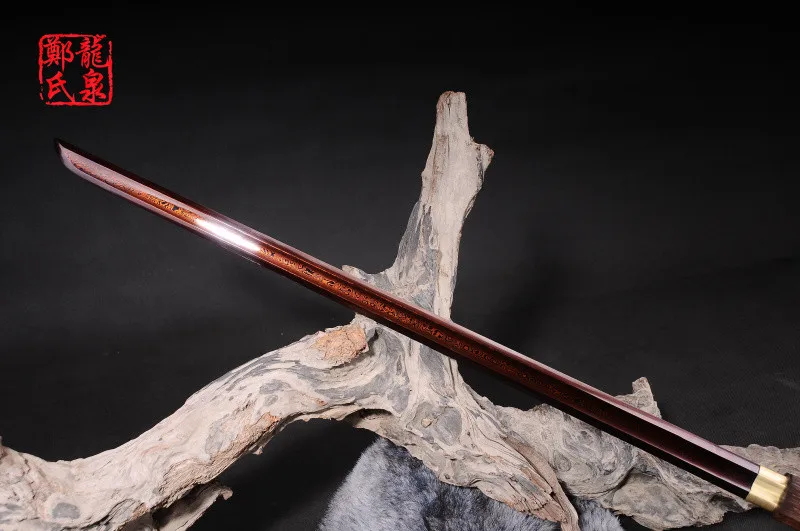 Hadmade Shirasaya Дамасская сложенная сталь Тан дао Китайский традиционный меч розовое дерево ножны боевое искусство