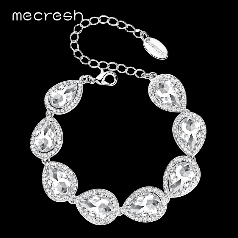 Mecresh Champagne/argent couleur bracelets pour femme cristal mariage demoiselle d’honneur Pulseiras bijoux filles fête cadeau de noël SL051