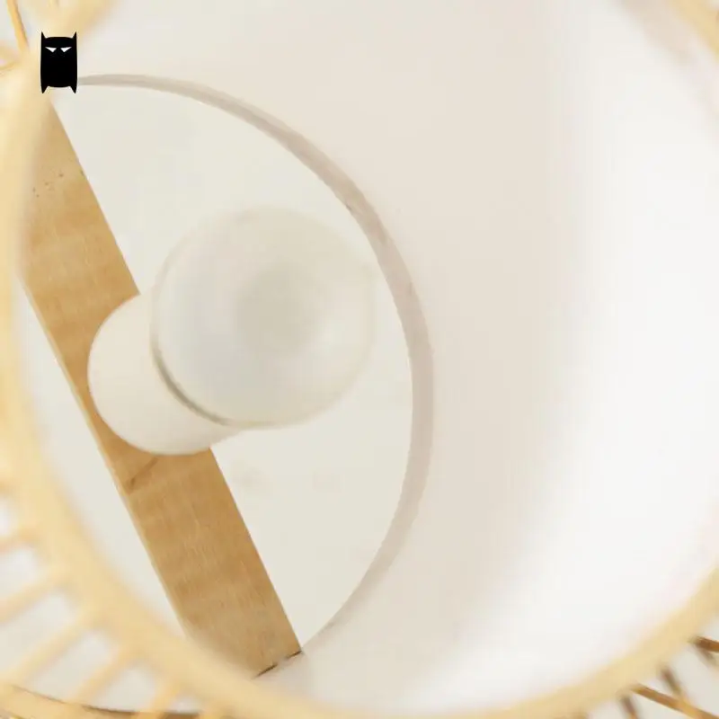 Круглая бамбуковая Плетеная крышка из ротанга подвесной светильник шнур