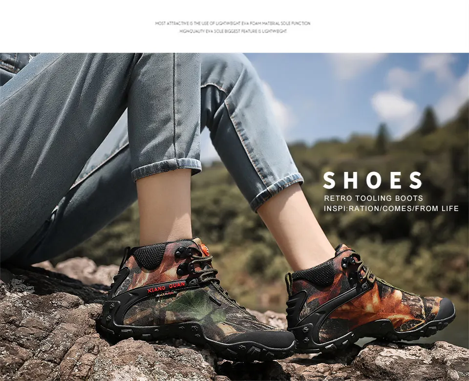 XIANG GUAN унисекс треккинговые ботинки мужские водонепроницаемые треккинговые ботинки женские высокие камуфляжные спортивные альпинистские уличные Прогулочные кроссовки