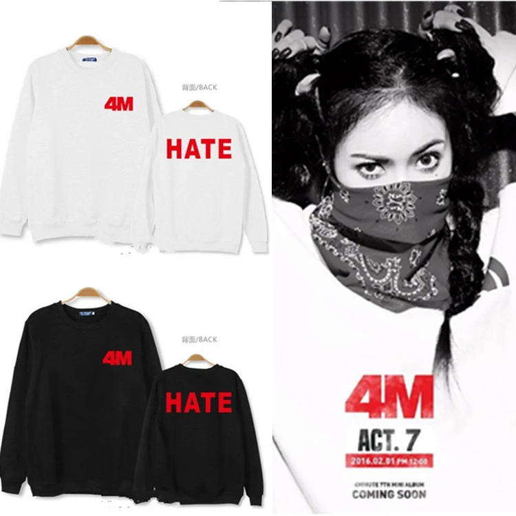 

2018 Kpop 4minute LOGO Hoodie South Korean Star concert fighting clothing HyunA A PLUS hoodie men women fans pullover 4 minute