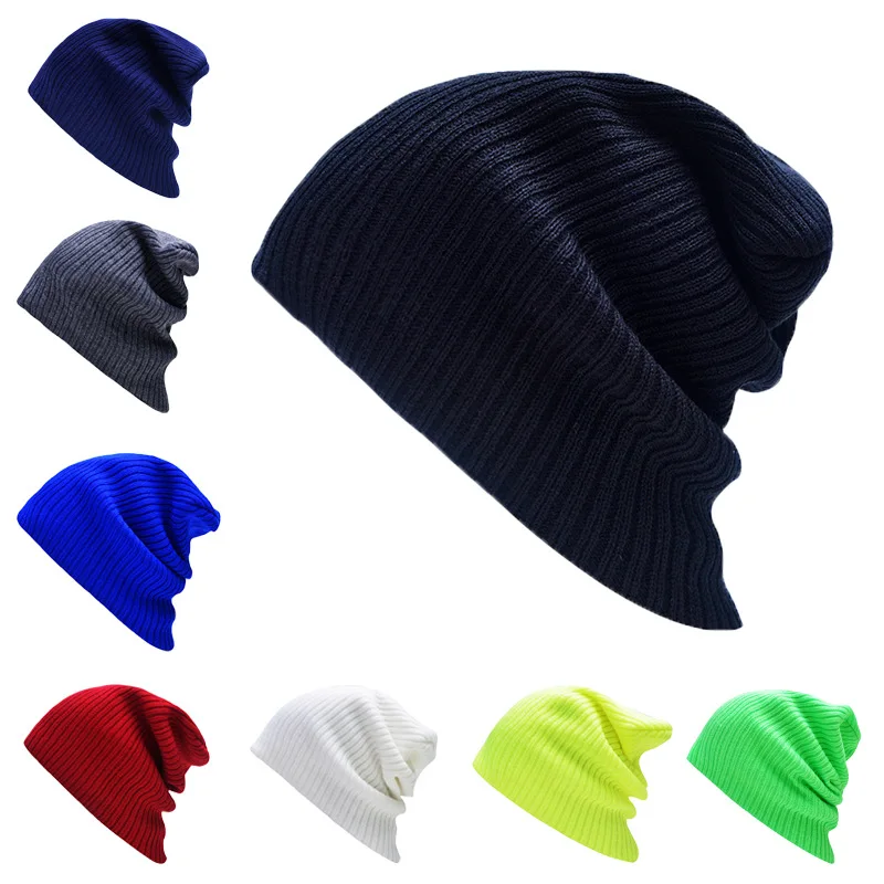 

Cotton Blends Soft Beanies Men Outdoor Slouchy Warm Ski Knitted Hat Female Winter Bonnet Hip Hop Plain Women's Cap Drop Shipping