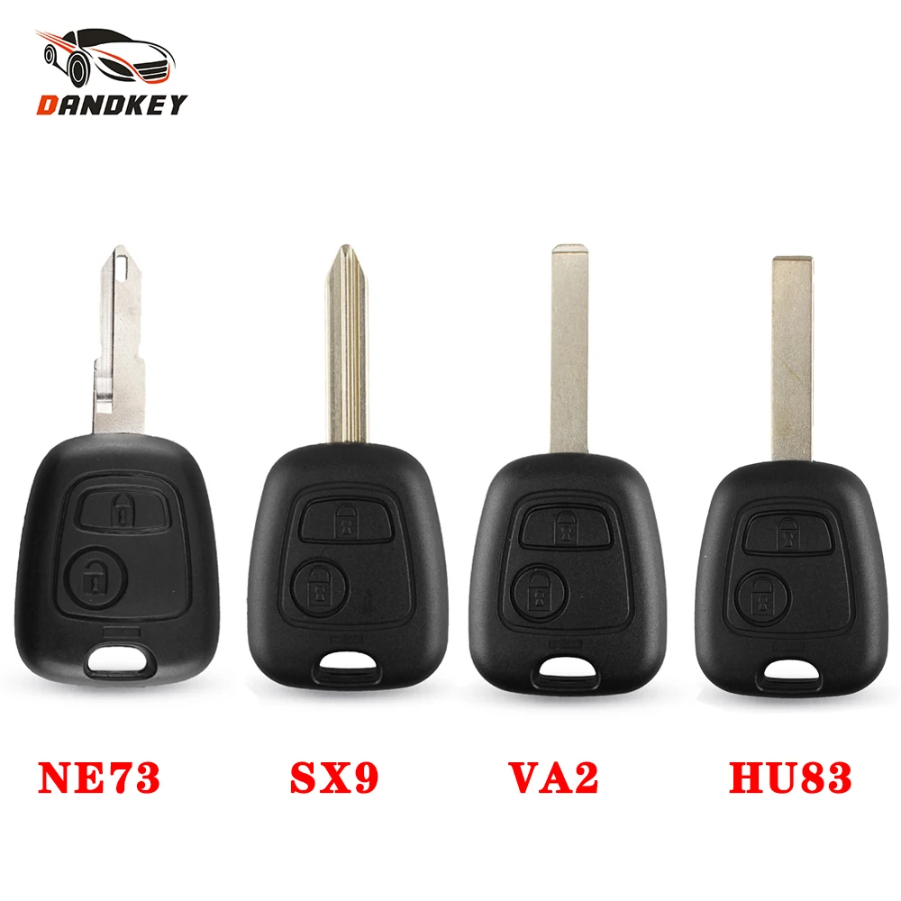 

Dandkey 2 Buttons Replacement Auto Car Key Cover Case Fob For Peugeot 106 107 307 206 207 306 406 Remote Key Shell Uncut Blade