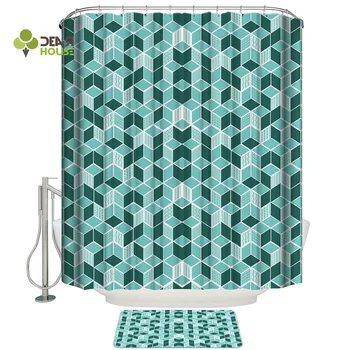

Dear House Shower Curtain and Mat Set Modern Morocco Geometic Shower Curtain Set Waterproof Fabric
