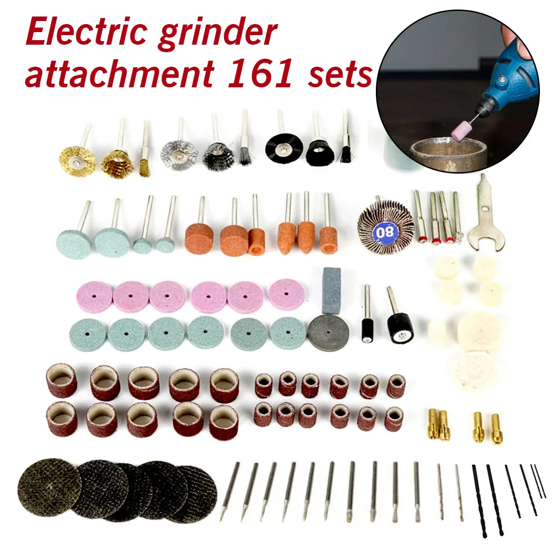 

161Pcs Rotary Power Tool Fits Dremel Sanding Polish Accessory Bit Set for Abrasive Tools