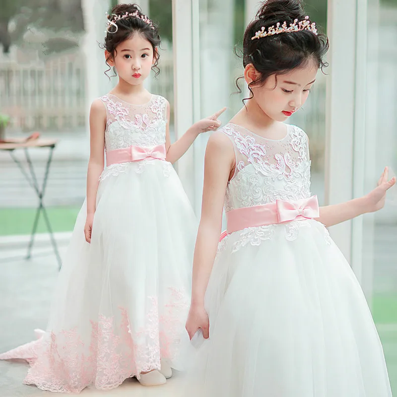 

2018 children's dress girls party host pettiskirt new flower girl wedding dress piano performance birthday princess dress