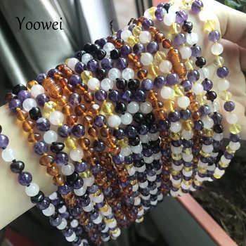 

Yoowei Top-Rated Baltic Amber Necklace/Bracelet Wholesale Baby Adult 6mm Natural Amethyst Quartz Gemstone Amber Jewelry Supplier