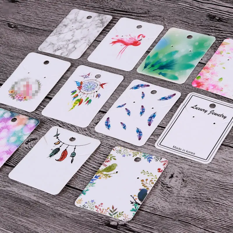 

10pcs 5x7cm Thick Earring Necklack Packing Display Cards White Cards Cute Printing Favor Label Tag Jewelry Cards