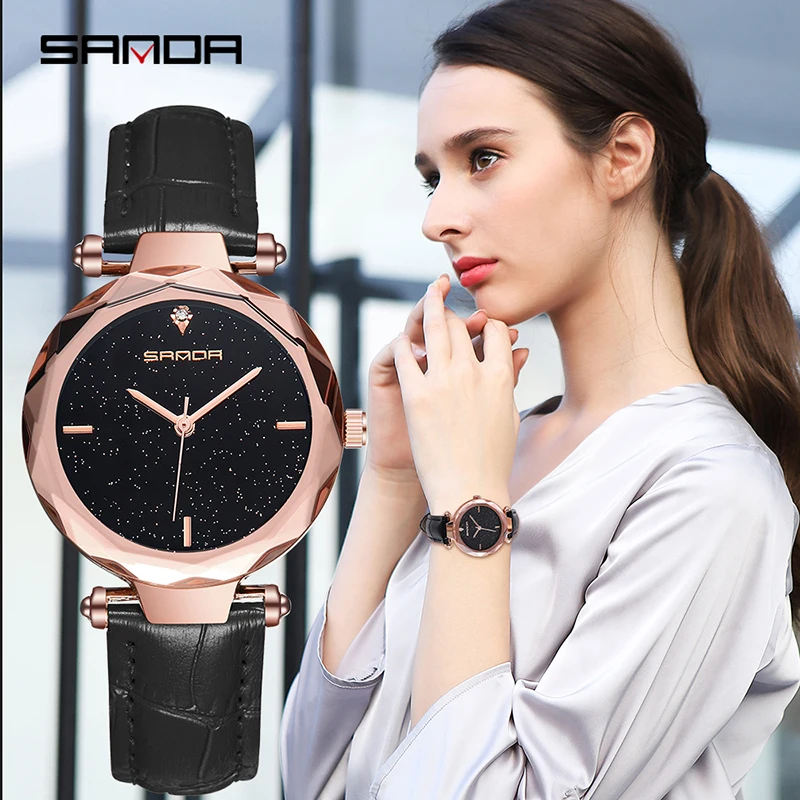 SANDA новые женские часы, женские модные часы с кожаным ремешком Bayan Kol Saati, водонепроницаемые женские часы, лучший бренд класса люкс, Relogio Feminino