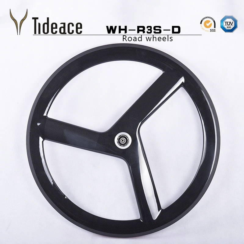Tideace 3 спиц fixed gear Карбон колеса 700c tri Колесная для дорожного следа велокроссовый