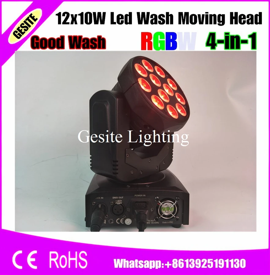 4 шт./лот 12 шт. * 10 Вт в 1 Cree Led движущаяся головка луч света 13/17 DMX каналы моющийся