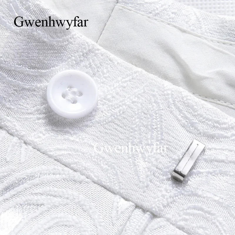 Gwenhwyfar 2019 Новые жаккардовые облегающие смокинги для жениха белые мужские костюмы