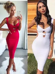 2018 стильные женские пикантные однотонные Bodycon платье ночной клуб белый красный ремень спагетти леди Оболочка колена бинты DressW-5