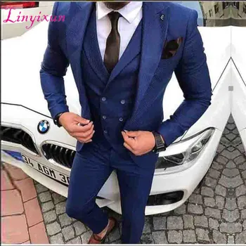 

Linyixun New Italian Single Breasted Slim Suits Gentleman Suit Custom Made 3 Pieces Business Groom Wedding Suit For Mens Party