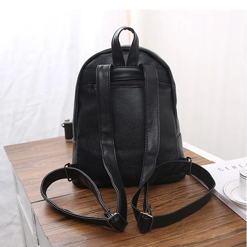 Bolux, высококачественный Женский рюкзак из искусственной кожи, школьный рюкзак в консервативном стиле, черная женская сумка с заклепками