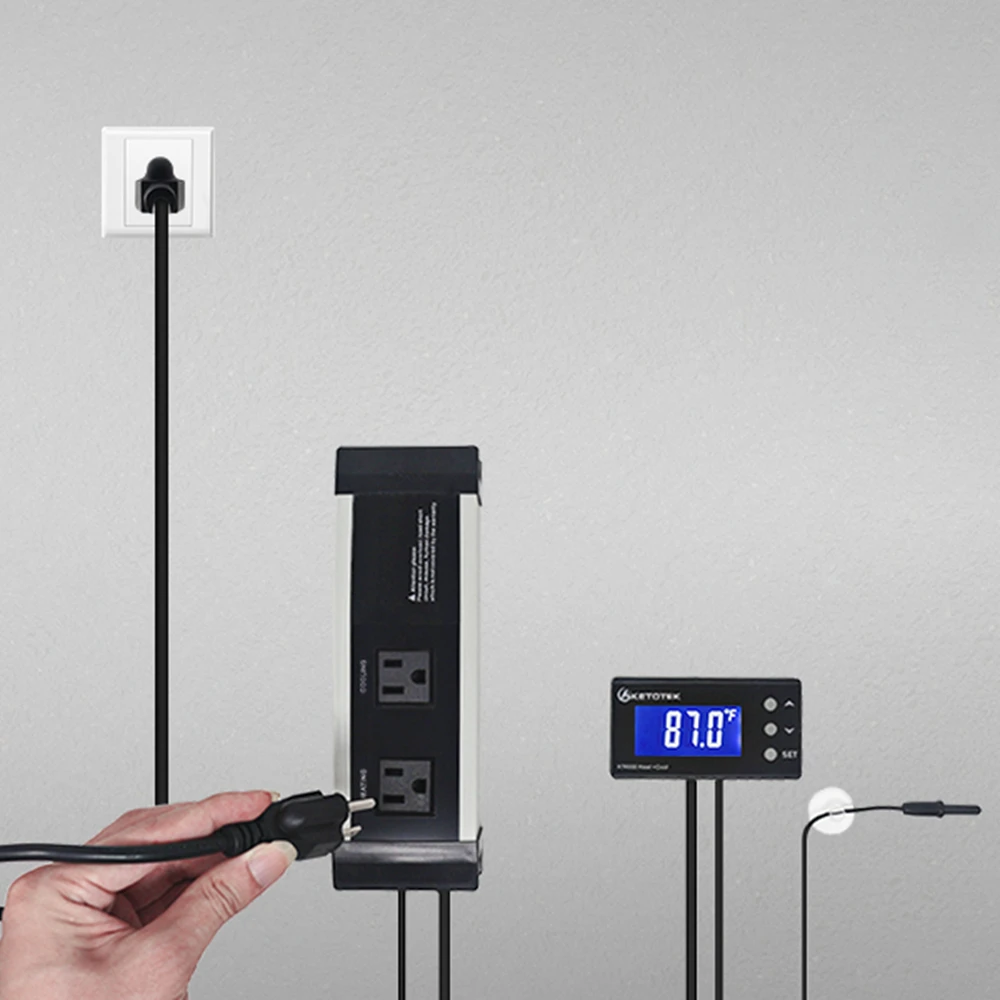 Controlador de Temperatura Sensor à Prova Ketotek Termostato Digital Dwaterproof Água Eua ue Plug Tomada Lcd 2 Fase Aquecimento Modo Refrigeração Kt4000 - Image 6