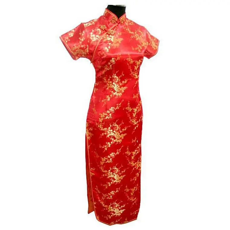 Темно-синие Винтаж китайский Для женщин длинный атласный Cheongsam Ципао вечернее платье цветок плюс Размеры S M L XL XXL XXXL 4XL 5XL 6XL J3089