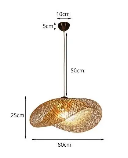 Бамбуковый плетеный ротанговый волнистый подвесной светильник деревенский винтажный японский подвесной светильник домашняя столовая - Цвет корпуса: 80cm