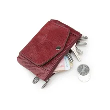 Брендовый модный мужской кошелек из натуральной кожи с застежкой и молнией, милый держатель для карт, кошельки, ключница, чехол для ключей, брелок, сумка для монет