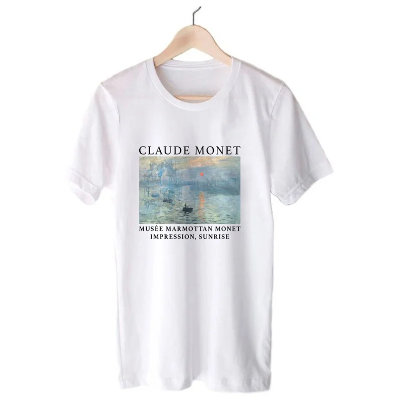 Женская футболка Клода Мона, хипстерская художественная футболка, подарок художника, художественная Студенческая Современная футболка с импрессионистским рисунком, женская футболка - Цвет: 4