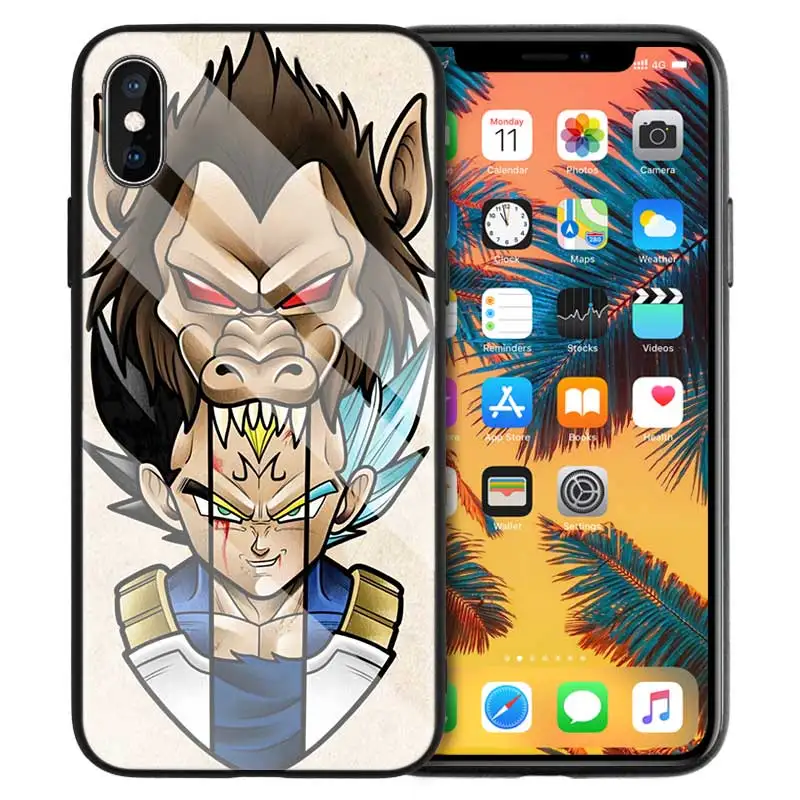 Жесткий чехол из закаленного стекла для Apple iPhone 7, 8, 6, 6 S, X, XR, XS, 11, 11Pro, MAX Plus, Dragon Ball, Z, тату, мультяшный Чехол для мобильного телефона