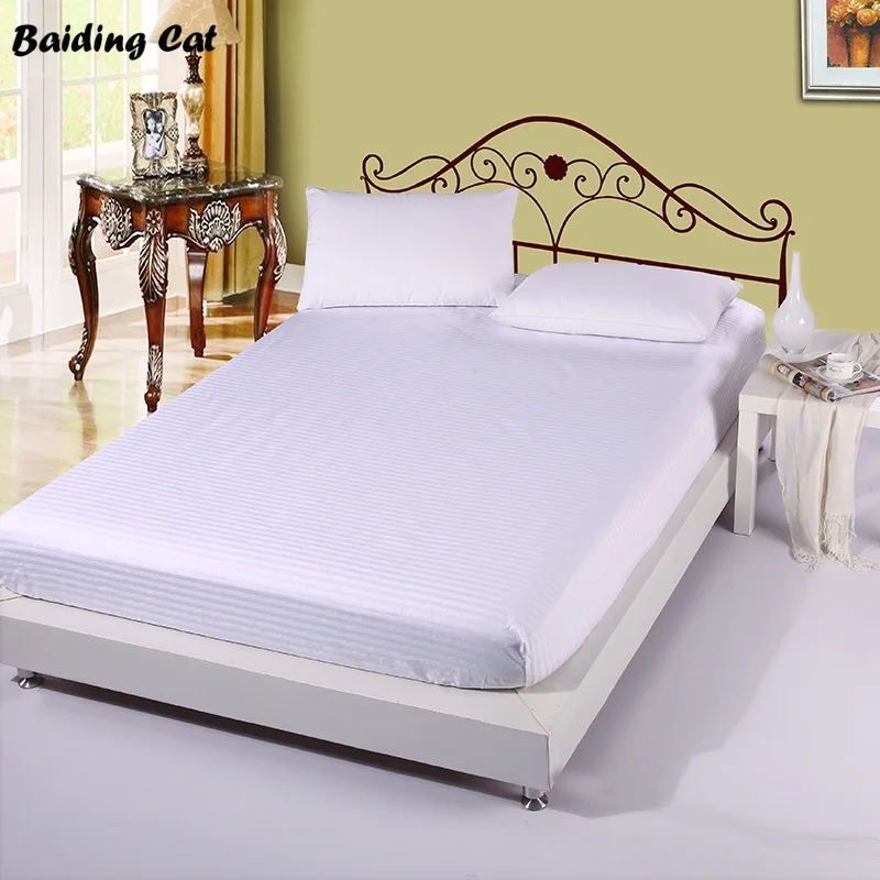 Home Textile 100 Cotton Solid White Fitted Sheet Bed Sheets Hotel Bed