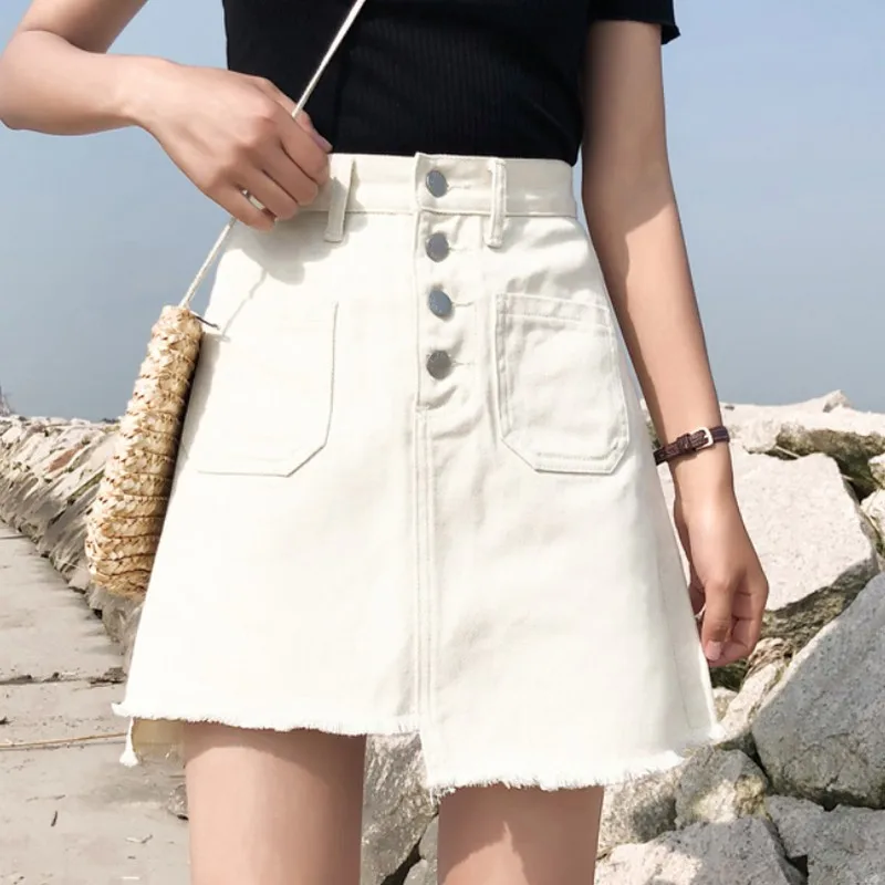 

Plus Size Irregular Spring Summer Women Denim Skirt Fashionable High Waist Short Ladies Skirt Solid Color Korean Style Skirt