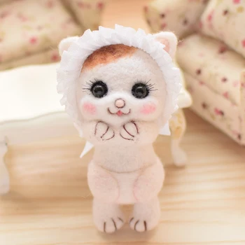 

Lovely sprout cat wool needlepoint kit wool felt needle felting pendant craft needlecraft DIY handmade