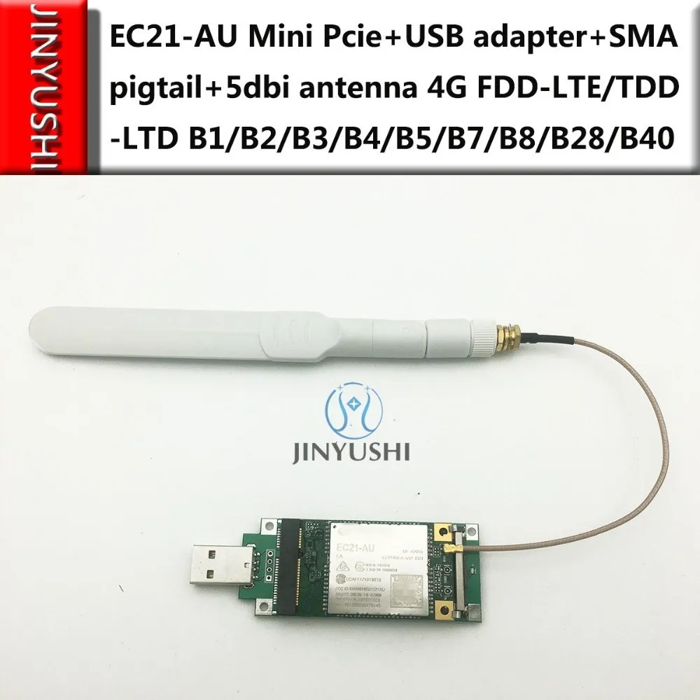 Pcie + Adaptador Comunicação sem Fio Usb + Ufl para Sma Pigtail + 5dbi Mini Antena Cat.1 Módulo Ec21-au Lte 4g