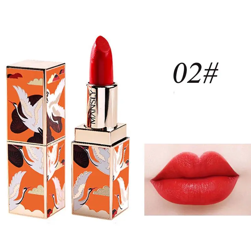 ZHENDUO 6 цветов модный макияж в китайском стиле матовая водостойкая Помада Увлажняющий бальзам для губ красная помада - Цвет: 02