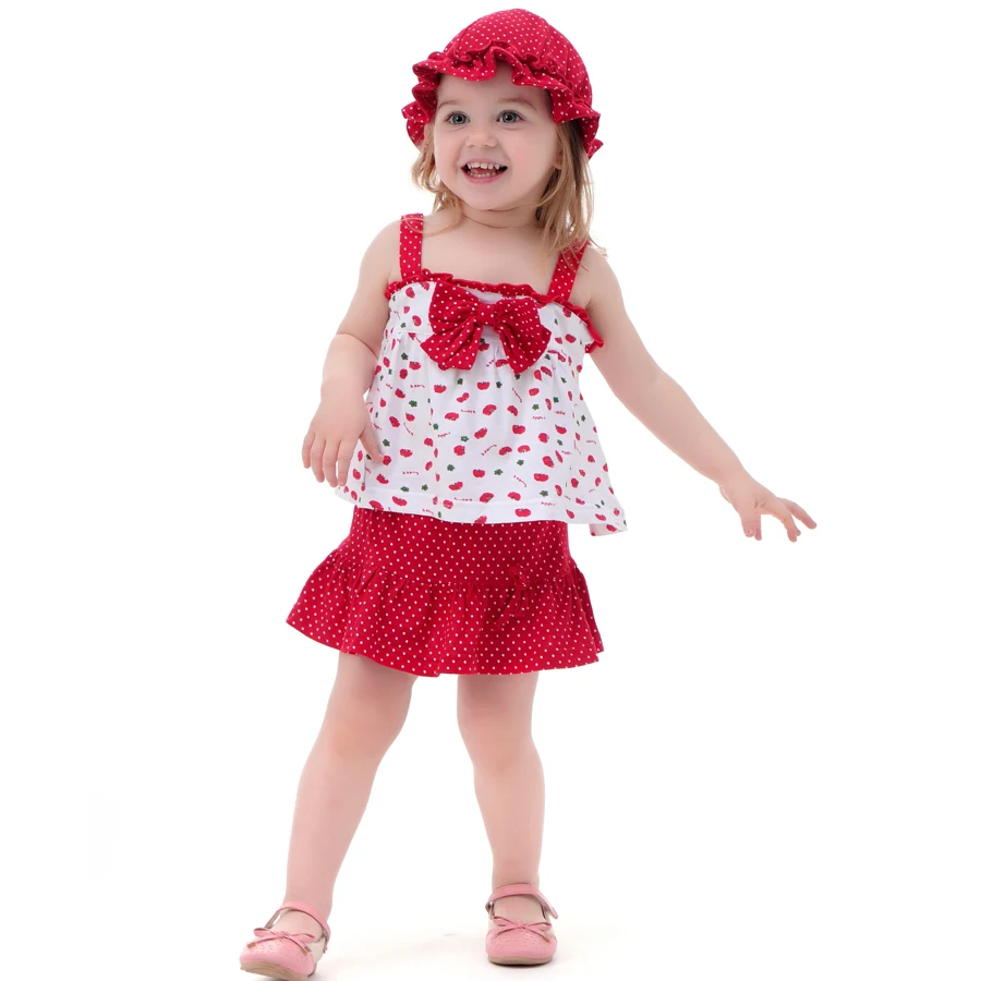 IYEAL/ летний комплект одежды для маленьких девочек, детская хлопковая футболка+ штаны-пачка+ шапка, комплект одежды из 3 предметов для новорожденных 0-2 лет