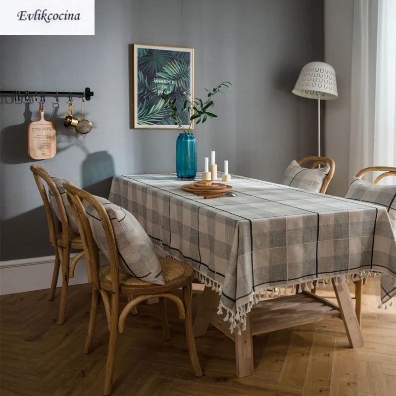 

Free Shipping Gray Plaid Tablecloth Tafel Hoes Nappe Impermeable Linge De Dining Table Cover Kitchen Home Decor Mantel Mesa