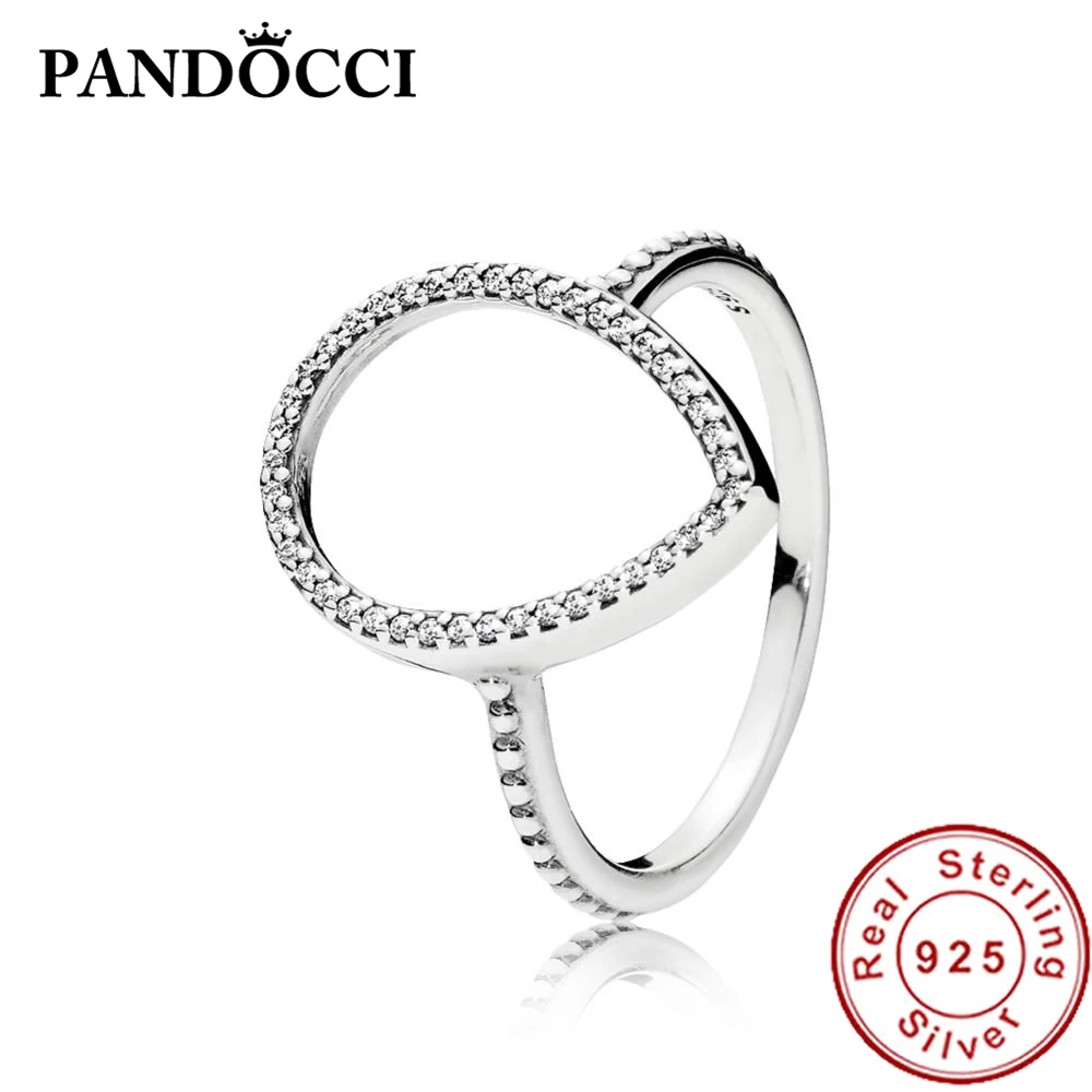 

PANDOCCI 100% 925 Sterling Silver 196253CZ TEARDROP SILHOUETTE RING Ring Original Vintage Jewelry Factory Wholesale