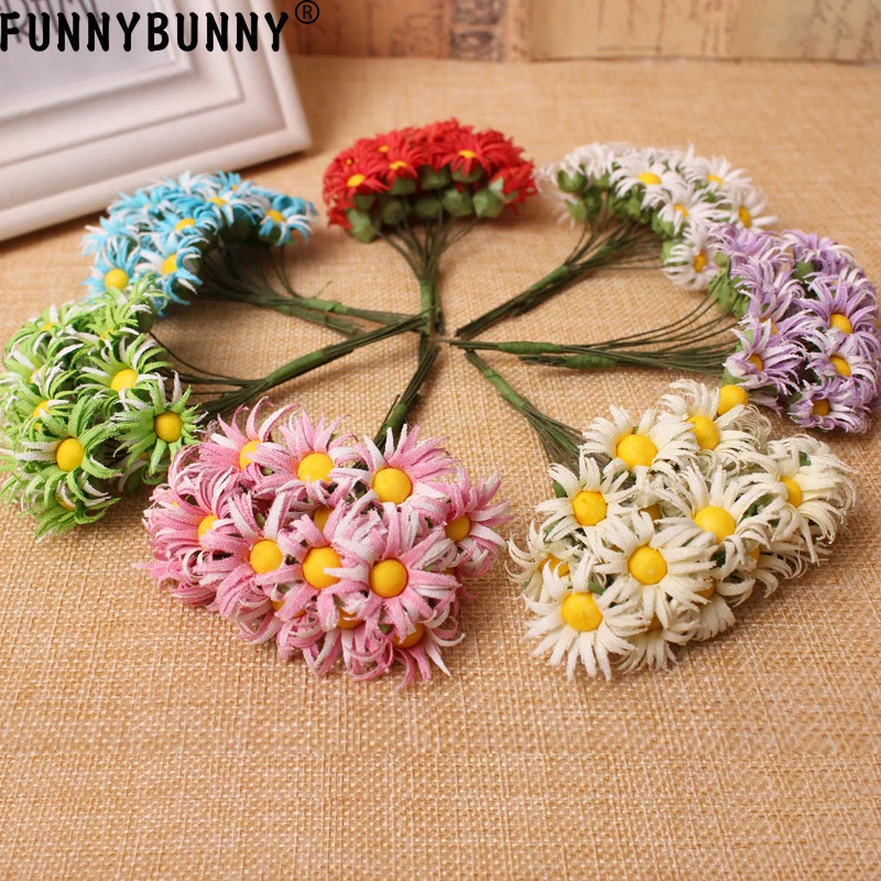 

FUNNYBUNNY 10pcs Multi-color Artificial Daisy Flowers for Home Office Shop Decoration Colorful Silk Daisy Flower Bouquet