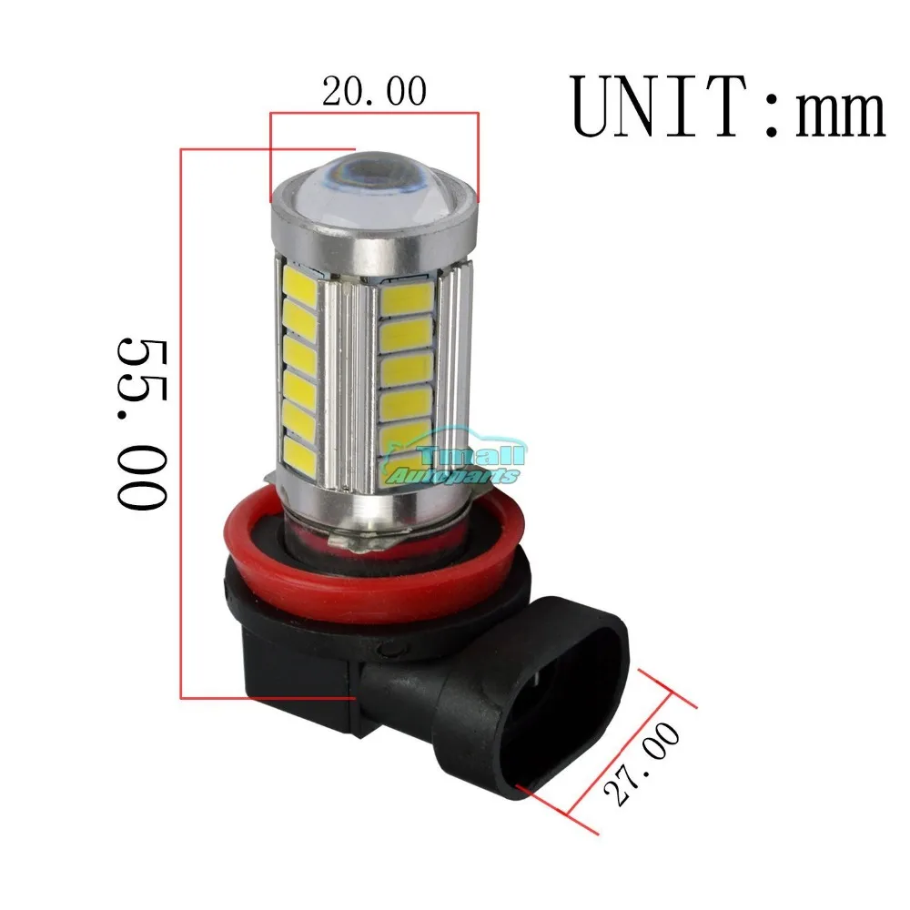 Работающего на постоянном токе 12 В в H11 H8 H9 светодиодный светильник лампы 5630 5730 33 SMD 33SMD Противотуманные фары дальнего света DRL лампа янтарный, оранжевый, желтый