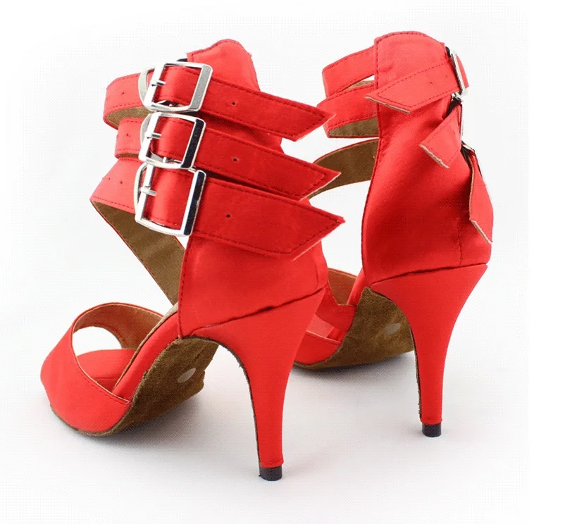 DILEECHI/Красная атласная обувь для латинских танцев; Женская атласная обувь для сальсы; Танцевальная обувь для танго; обувь для Le Dacne; Каблук 85 мм