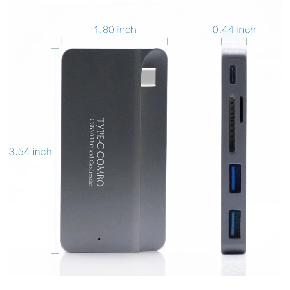 DeepFox Высокое качество ABS Материал USB 3,1 Тип-C на USB 3,0 SD HUB Card Reader Поддерживающий Тип-C PD зарядки для нового Macbook 12"