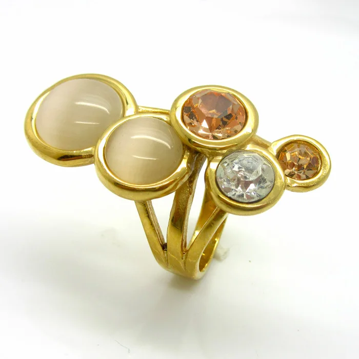 Стиль розовый/синий/белый круглый Опал кольцо золотого цвета высокого качества Модные нежные и очаровательные женские кольца