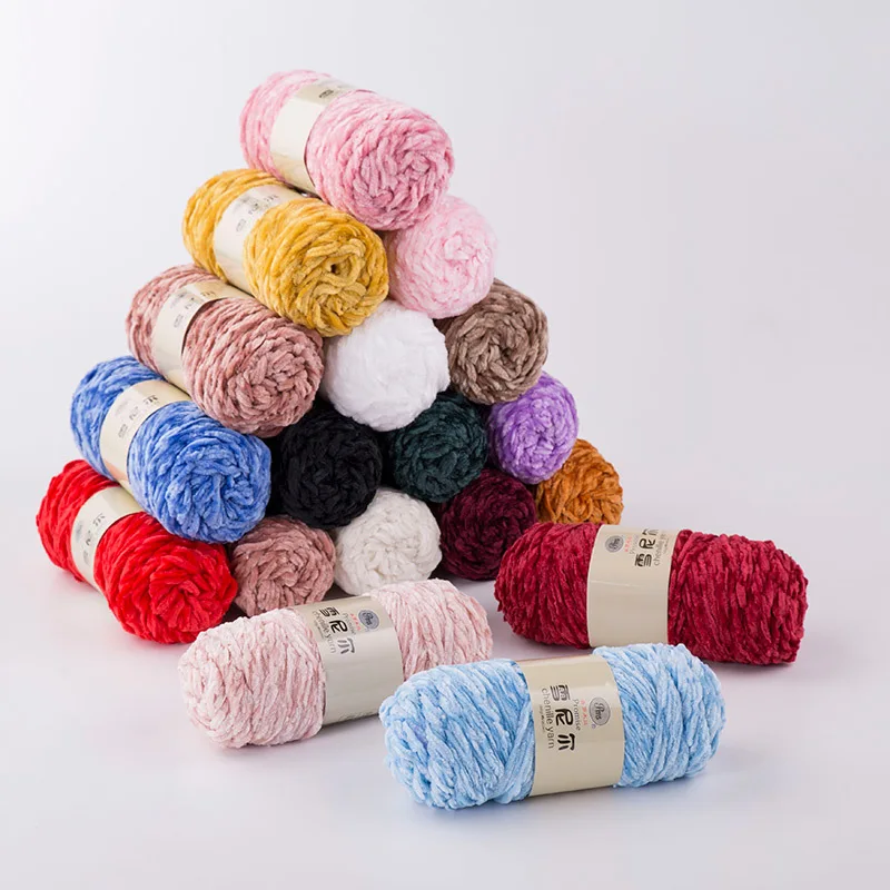 100g/ball DIY Soft Chenille Yarn Polyester Winter Warmth Pleuche Cashmere Yarn Baby Wool Thread Hand Knitting Crochet JK498