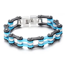 Панк для мужчин женщин CZ Кристалл велосипед браслеты и браслеты черный синий из нержавеющей стали байкер велосипед мотор браслеты для женщин