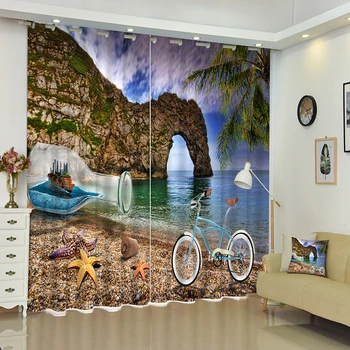 

Customizable 3D Curtains Elephant nose mountain landscape Pattern Panel Washable Fabric Bedroom Blackout Curtain for Living Room
