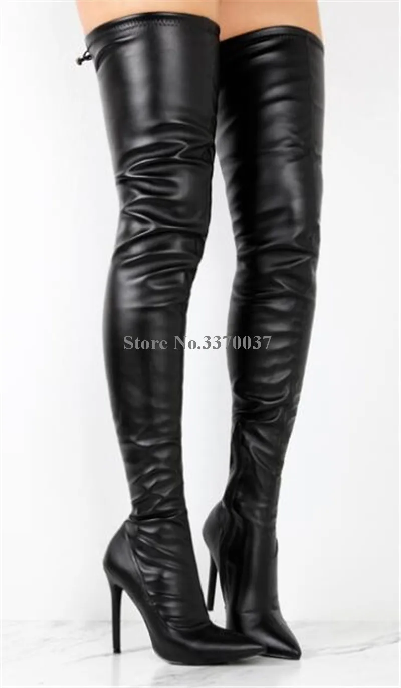 black leather over the knee boots