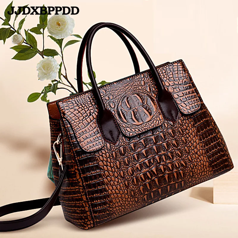 

Fashion Luxury Brand Crocodile Bag Women leather Shoulder Bag crocodile Skin Handbag Ladies Messenger Tote Women Bag Black