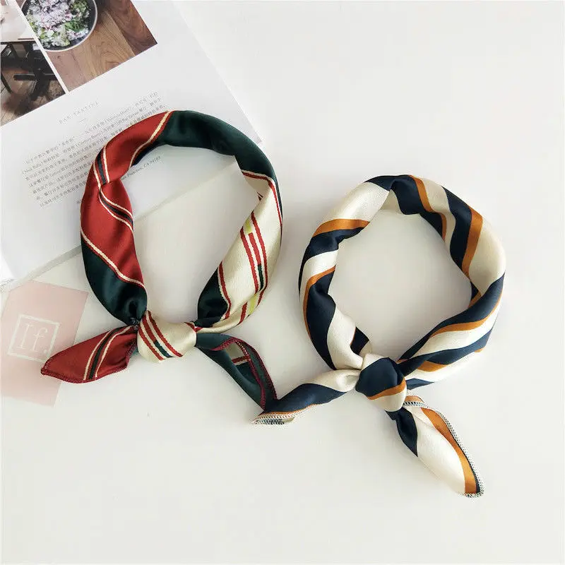 Small Scarf Soft Hair Tie Band Decorative Multifunctional Head Scarf Multicolor Stripe Print Kerchief Neck Small Scarf Soft Hair Tie Band Decorative Multifunctional Head Scarf Multicolor Stripe Print Kerchief Neck