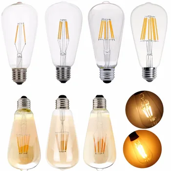 

Dimmable E27 ST64 LED Bulb Light Lamp 4W 6W 8W Edison Retro Vintage Lamps Decor Light Filament Bulb AC 220V 85-265V