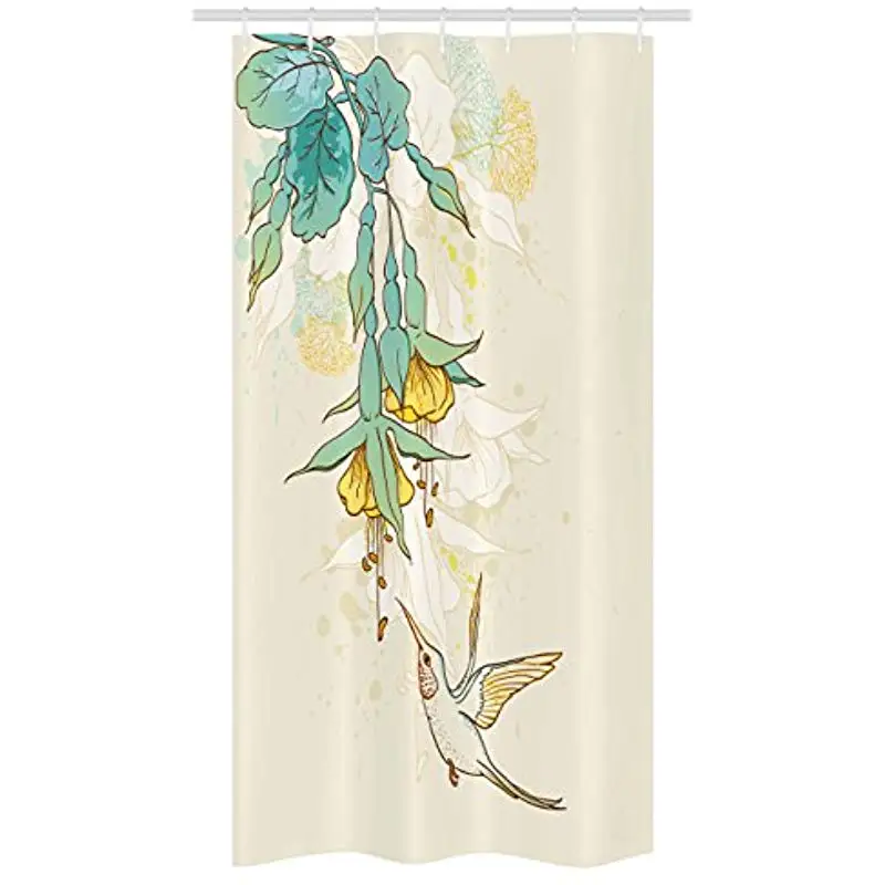 Vixm Hummingbird Shower Curtain Hummingbird and Tropical Flowers