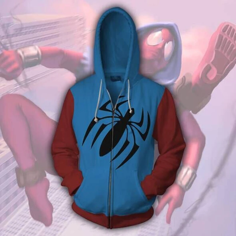 spiderman blue hoodie